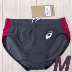 アシックス 女子陸上レーシングショーツ Mサイズ ダークグレー×エンジ