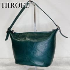 【極美品】ヒロフ バケツ型レザー　ワンショルダーバッグ ハンドバッグ 緑 自立のサムネイル