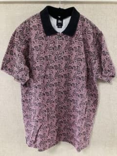 【90's stussy ステューシー 半袖ポロシャツ 総柄 ペイズリー】のサムネイル