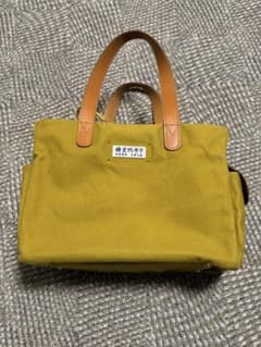 鎌倉帆布巾（白帆鎌倉）　レザーハンドル 蓋付き トート バッグ 黄緑のサムネイル