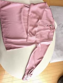 サテン調 長袖ブラウス ピンクのサムネイル