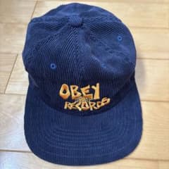 【美品】OBEY RECORDS コーデュロイ キャップ ネイビーのサムネイル
