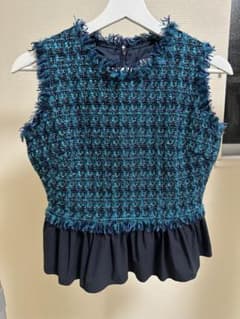sheller シェリエ　ツイードフリンジ ペプラム　ノースリーブ　トップスのサムネイル