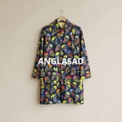 ANGLASAD カラフルネオン スカル柄 ロングコート 総柄　原宿系