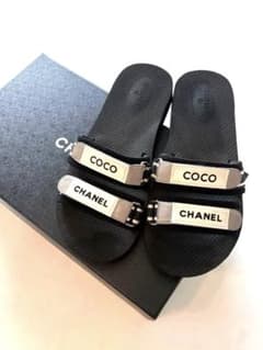 シャネル】Chanel ロゴ フラット ベルト ストラップ サンダル 41 