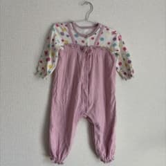 美品　ミキハウス　ロンパース ピンク 80 女の子のサムネイル