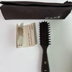 未使用】江戸屋 携帯用ヘアーブラシ No.584 黒檀 豚毛 ケース付き