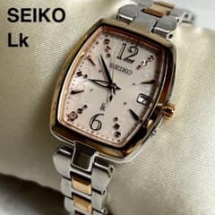 稼働美品 セイコーLk レディース腕時計 トノー型 ピンク 1B32-0AF0