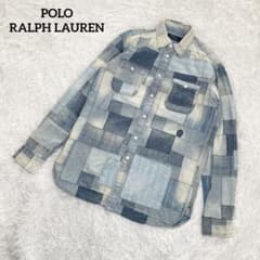 【美品】ラルフローレン　パッチワークシャツ・デニムシャツ・インディゴ・ネイティブ 美品】ラルフローレン パッチワークシャツ・デニムシャツ・インディゴ