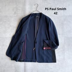美品✨ポールスミス ノーカラージャケット ストライプ バイカラー 42