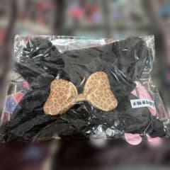 クロミ 耳付き帽子 ヒョウ柄リボン