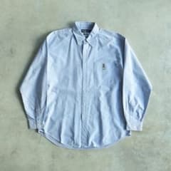 90s ラルフローレン BLAIRE ポロベアー無地長袖シャツ L ヴィンテージ