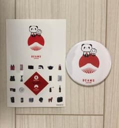 お買いものパンダ×BEAMS JAPANのコラボレーションステッカー 缶バッジのサムネイル