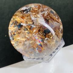 タイチンルチル パイライト共生 ガーデンクォーツスフィア 46ミリ B7