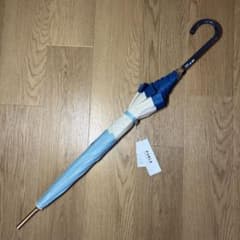 未使用品】フルラ ボーダー 晴雨兼用 長傘 日傘 ジャンプ式 ブルー