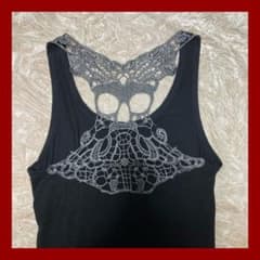 Edge line☆平成ギャル Y2K☆スカルスタッズ レース タンクトップ
