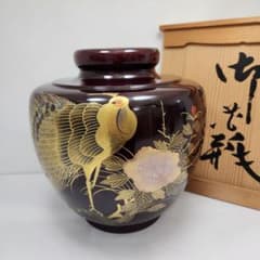 Y3655-1 紀州漆器 瑞雲塗 谷岡漆芸店 8寸 丸形花瓶 共箱 - メルカリ