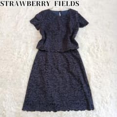 ​美品✨ ストロベリーフィールズ 総レース セットアップ 結婚式 フォーマル 紺のサムネイル
