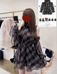 GRL2Wayチェック柄ショルダーリボンミニワンピースpm810のサムネイル