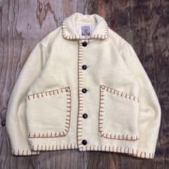 90s ウールブランケットステッチニットジャケット カウチン VINTAGE