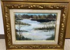 風景画 油彩 金色フレーム - メルカリ