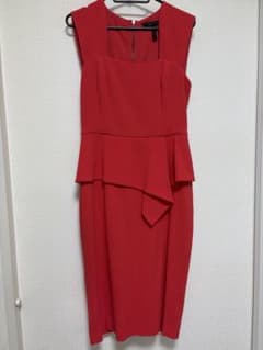 BCBGMAXAZRIA ノースリーブ ペプラムワンピース レッドのサムネイル