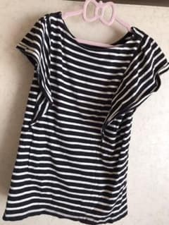 授乳口付きボーダー Tシャツ トップスのサムネイル