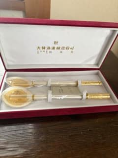 銀製 韓国スプーン 箸セット 金彩装飾 約225g - メルカリ