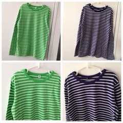 【超美品】キッズ140 ★ UNIQLO 長袖ボーダーカットソー２枚のサムネイル