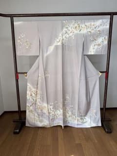 訪問着 薄ベージュ系 花文様 袷のサムネイル