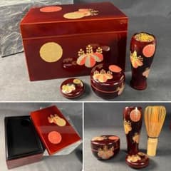 L23 送料無料 利休茶箱 高台寺 3点セット付 茶道具 棗 香合 茶筅
