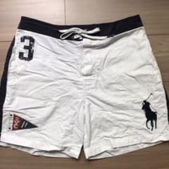 ポロラルフローレン メンズSサイズ（日本サイズのM相当） 水着　白×ネイビーのサムネイル