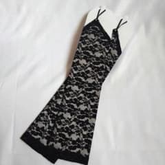 花柄 レースロンググローブ フィンガーレス ブラック 手袋 上品 レース 黒