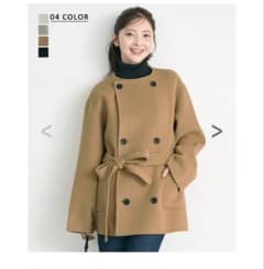 HARUKA DESIGN】ノーカラー2WAYリバーミドルコートCARAMEL - メルカリ