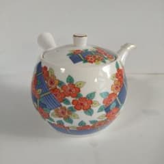急須 陶器 花柄 哲山作 高さ10cm 網なしのサムネイル