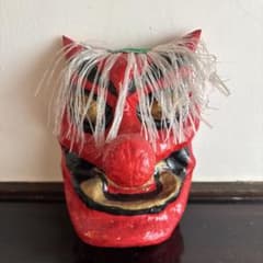 Tengu mask, papier-mâché, red, traditional craft, art object, estate liquidation, Showa retro.