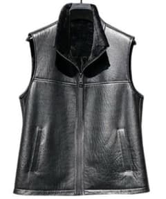 新品限定/メンズ用○ 極上ラムファーのダブルフェイス裏地 ベスト黒