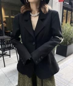 Ameri WAIST SHAPE FLARE JACKET 黒ジャケット Sのサムネイル