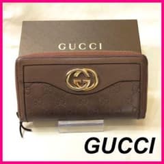 【良品】GUCCIグッチ スーキー シマ ラウンドファスナー インターロッキングのサムネイル