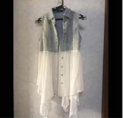 チュニック ジレ ベスト ワンピース デニム シフォンのサムネイル