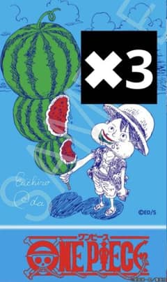 ナツコミ2026 ONE PIECE 描き下ろしメタキラカード ルフィ３枚のサムネイル