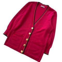 美品 イヴサンローラン 金ボタン ニット カーディガン M ピンク YSL