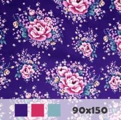 台湾客家花布生地 紫色 90x15のサムネイル