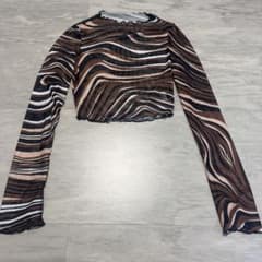 SHEIN メッシュトップス ブラウン XSサイズのサムネイル