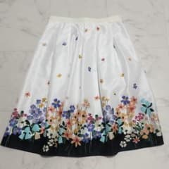 エムズグレイシー 42 XL 花柄スカート 白 - メルカリ