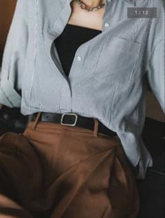 試着のみ】crewre クルーレ ボタンスタッズレザーベルト 黒 short