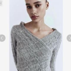 ZARA フード　ニット グレーのサムネイル