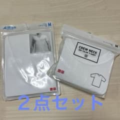 UNIQLO AIRism +クルーネックTシャツ メンズ Mサイズ ２点セットのサムネイル