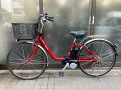 中古電動自転車 パナソニック　リチウムビビ　赤　26インチ横浜 №8738 中古電動自転車 パナソニック リチウムビビ 赤 26インチ横浜 №8738