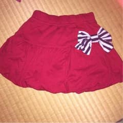 韓国子供服 ピンクキャット 赤 キュロットスカート サイズ100のサムネイル